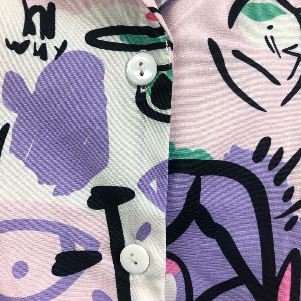 Abstract 80’s Print Boxy Button Front Crop Top. - image 4